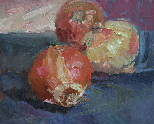 Still Life With Onions Poster featuring the painting Onions by Betty Jean Billups