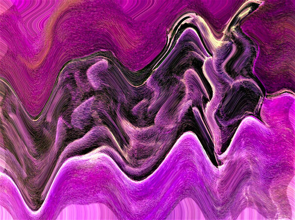 Abstract Poster featuring the digital art Open Oyster Abstract - Purple by Ronald Mills