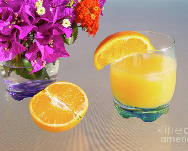 Orange Poster featuring the photograph Orange and tangerine fruit juice in the sunshine by Adriana Mueller
