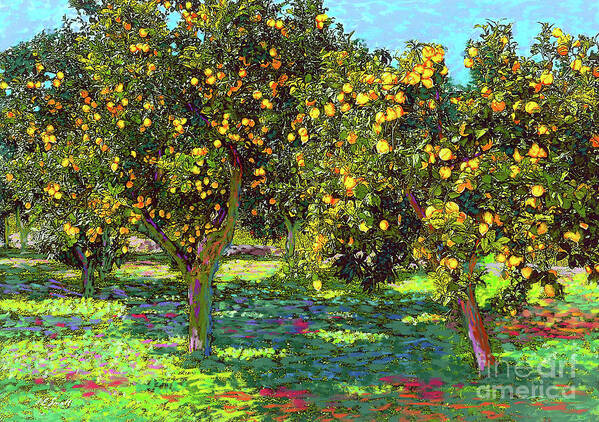 Landscape Poster featuring the painting Orchard of Lemon Trees by Jane Small