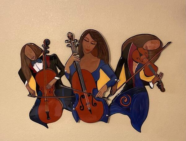 Music Poster featuring the mixed media Orchestral Trio by Bill Manson