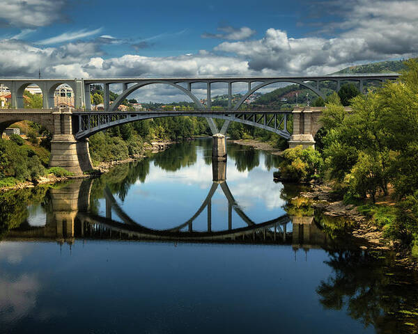 Ourense Poster featuring the photograph Ourense Camino Rio Minho Bridge by Micah Offman