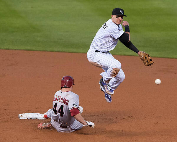 Double Play Poster featuring the photograph Paul Goldschmidt and Troy Tulowitzki by Dustin Bradford