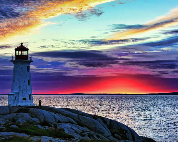 Peggy's Cove Poster featuring the photograph Peggy's Cove Lighthouse by Tatiana Travelways