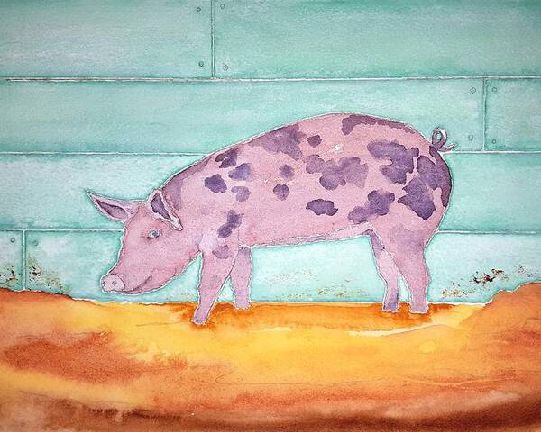 Watercolor Poster featuring the painting Pig of Lore by John Klobucher