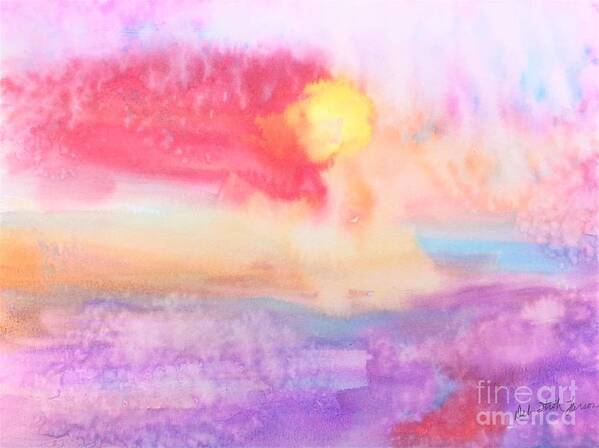 Water Poster featuring the painting Pink Painted Sky by Deb Stroh-Larson