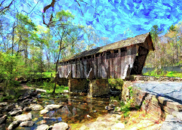 Pisgah Covered Bridge Poster featuring the digital art Pisgah Covered Bridge by SnapHappy Photos