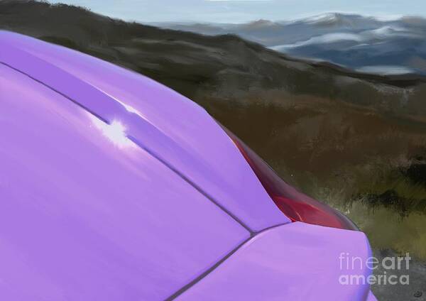 Hand Drawn Poster featuring the digital art Porsche Boxster 981 Curves Digital Oil Painting - Purpley by Moospeed Art