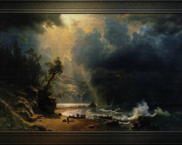 Puget Sound On The Pacific Coast Poster featuring the painting Puget Sound on the Pacific Coast by Albert Bierstadt by Rolando Burbon