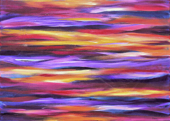 Abstract Waves Poster featuring the painting Purple Waves by Maria Meester