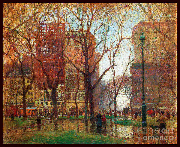 Cornoyer Poster featuring the painting Rainy Day Madison Square New York 1907 by Paul Cornoyer