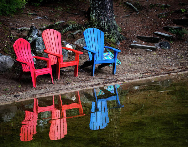Chairs Poster featuring the photograph Resting by the Water by Regina Muscarella