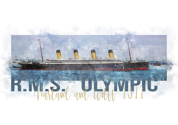 Steamship Poster featuring the digital art R.M.S. Olympic by Geir Rosset