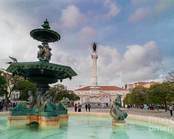 Lisbon Poster featuring the photograph Rossio Square, Lisbon by Anastasy Yarmolovich