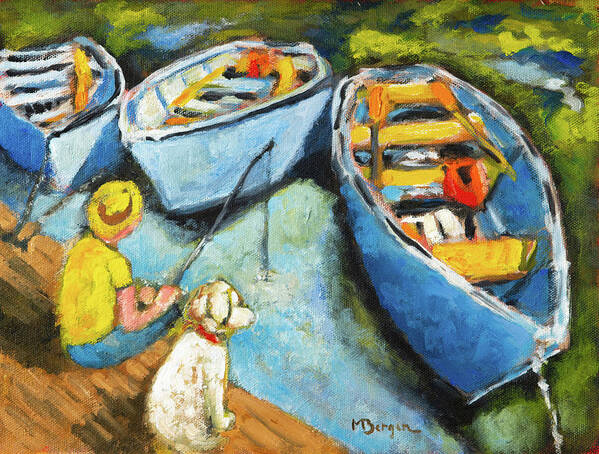 Rowboats Poster featuring the painting Rowboats at Clear Lake, OR by Mike Bergen