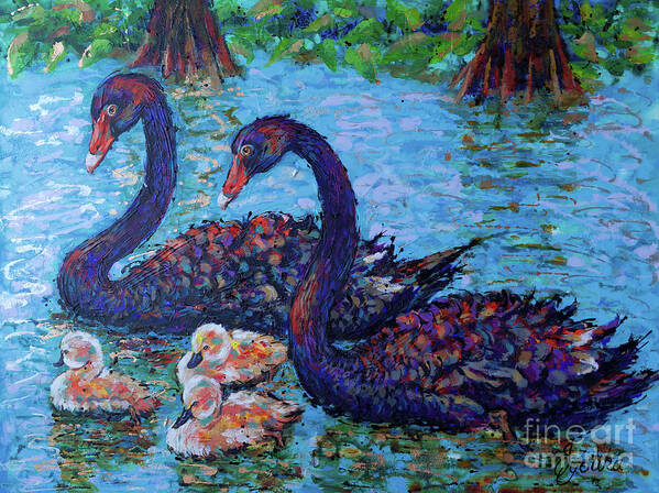  Poster featuring the painting Safeguarding Black Swans by Jyotika Shroff