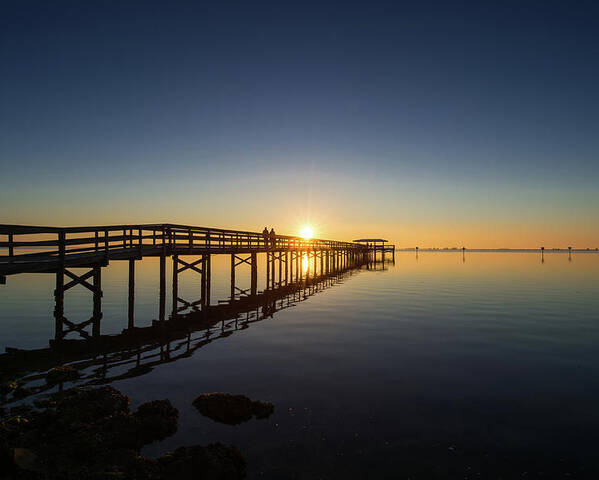 Safety Harbor Poster featuring the photograph Safety Harbor Pier Sunrise 2 by Joe Leone