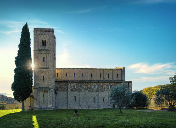 Montalcino Poster featuring the photograph Sant Antimo Abbey in the Morning by Stefano Orazzini