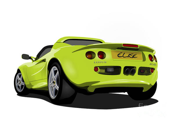 Sports Car Poster featuring the digital art Scandal Green S1 Series One Elise Classic Sports Car by Moospeed Art