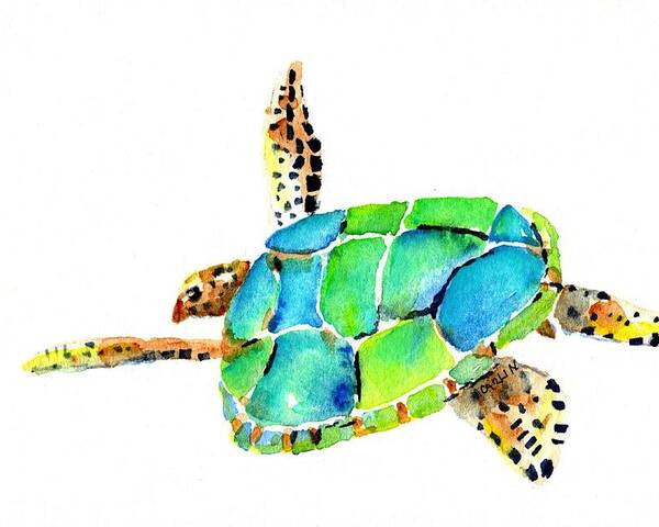 Turtle Poster featuring the painting Sea Turtle by Carlin Blahnik CarlinArtWatercolor