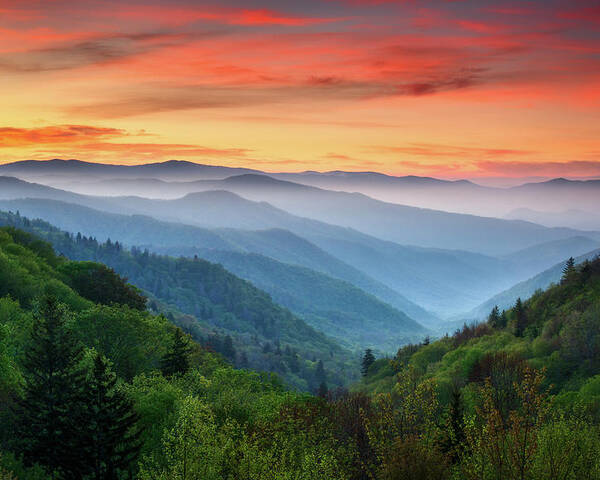 Great Smoky Mountains Poster featuring the photograph Smoky Mountains Sunrise - Great Smoky Mountains National Park by Dave Allen