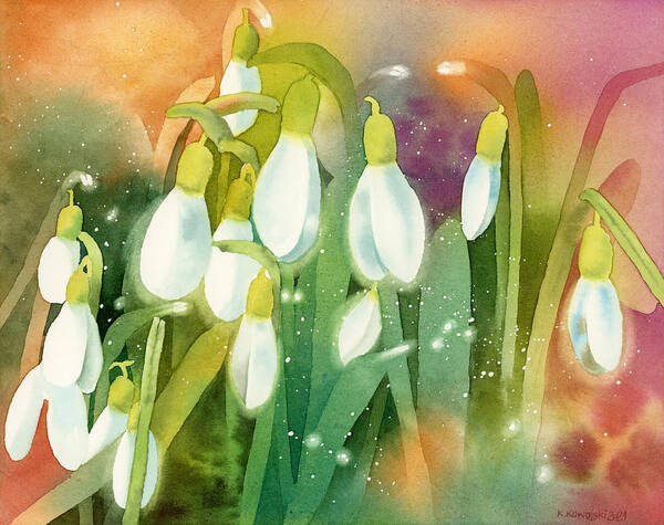 Snowdrops Poster featuring the painting Snowdrops - Magical Lanterns by Espero Art
