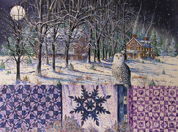 Winter Poster featuring the painting Snowy Indigo Evening by Diane Phalen