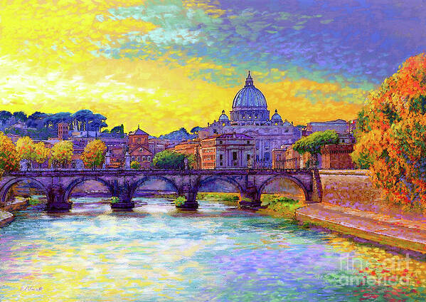 Italy Poster featuring the painting St Angelo Bridge Ponte St Angelo Rome by Jane Small