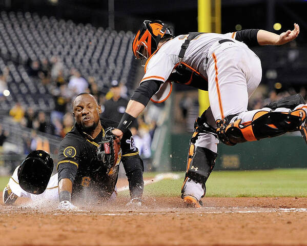 Ninth Inning Poster featuring the photograph Starling Marte and Buster Posey by Joe Sargent