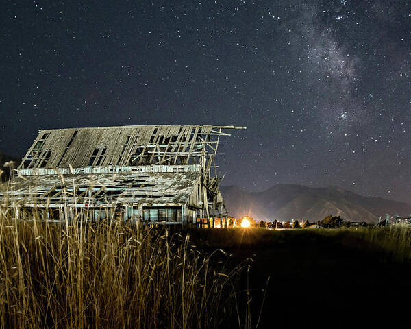 Barn Poster featuring the photograph Starry Barn by Wesley Aston