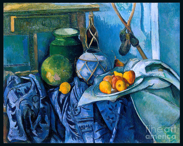 Cezanne Poster featuring the painting Still Life with a Ginger Jar and Eggplants 1893 by Paul Cezanne