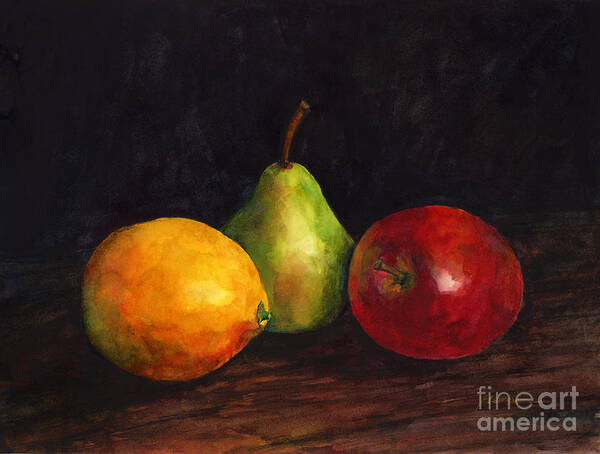Pear Poster featuring the painting Still Life with Fruit by Hailey E Herrera