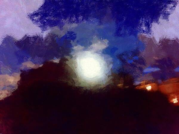 Sky Poster featuring the mixed media Summer Moon by Christopher Reed