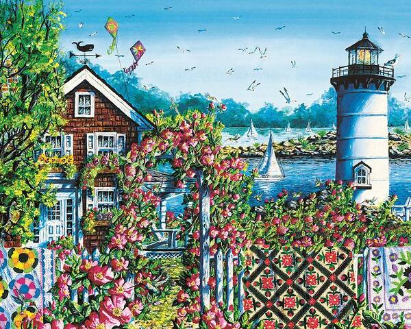Summer Poster featuring the painting Summer Rose Harbor by Diane Phalen