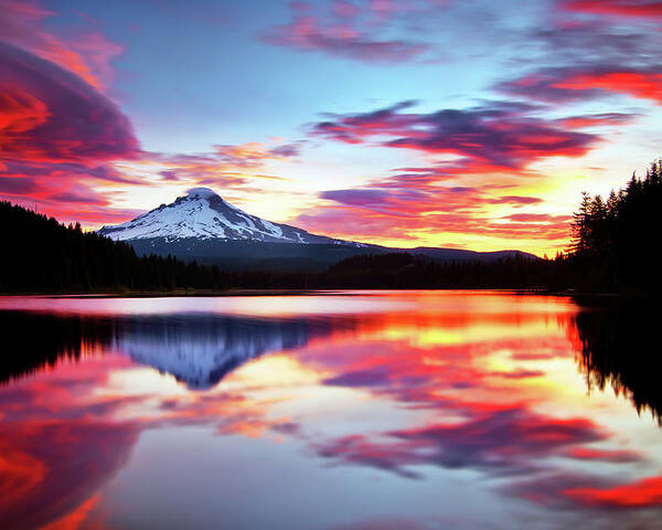 Mount Hood Poster featuring the photograph Sunrise on the Lake by Darren White
