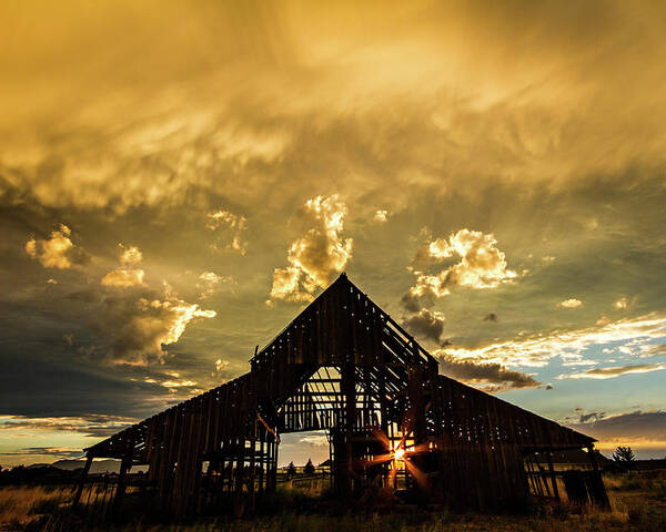 Barn Poster featuring the photograph Sunset at Mapleton Barn by Wesley Aston