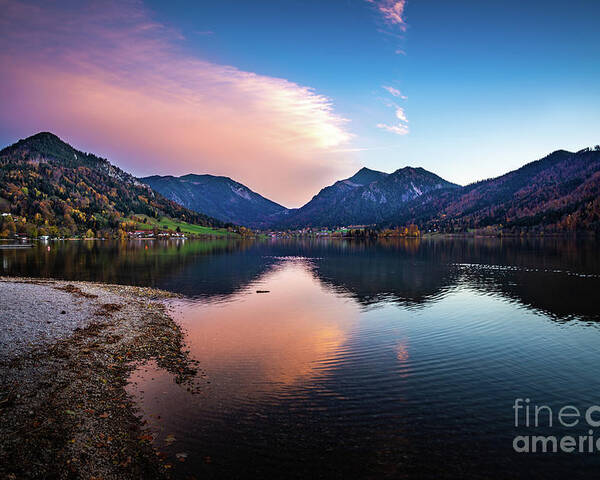 Schliersee Poster featuring the photograph Sunset at the Schliersee III by Hannes Cmarits