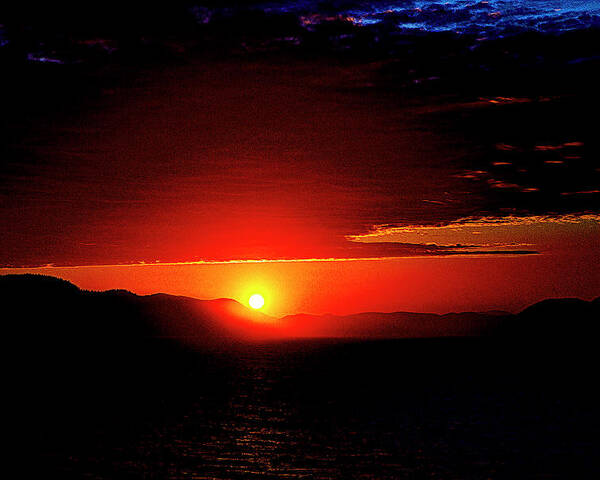 Sunset Poster featuring the digital art Sunset - Inside Passage Alaska by SnapHappy Photos