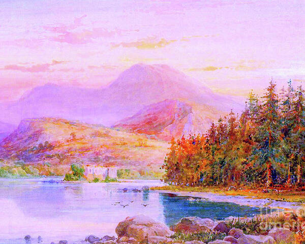 Landscape Poster featuring the painting Sunset Loch Scotland by Jane Small