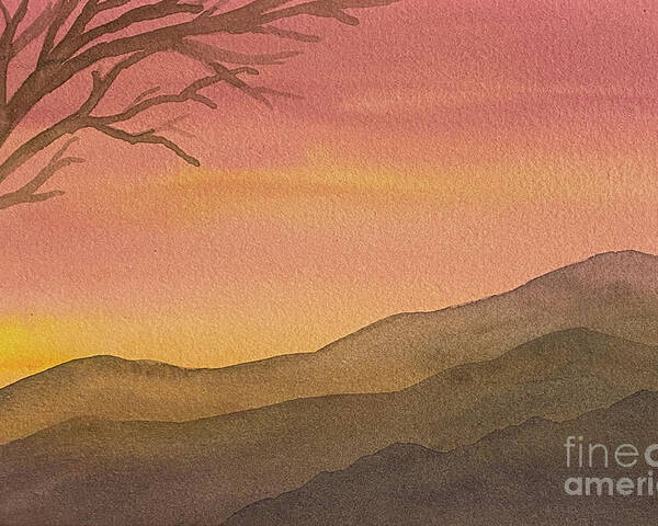 Sunset Poster featuring the painting Sunset Tree by Lisa Neuman