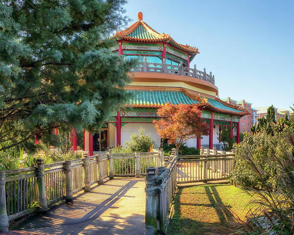 Pagoda Poster featuring the photograph Taiwan Friendship Pavillion - Norfolk by Susan Rissi Tregoning