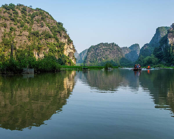 Ba Giot Poster featuring the photograph Tam Coc View in Ninh Binh by Arj Munoz