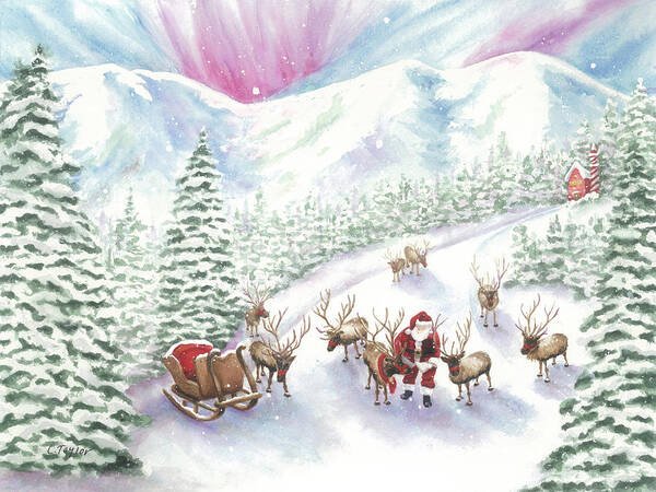 Reindeer Poster featuring the painting Team Meeting by Lori Taylor