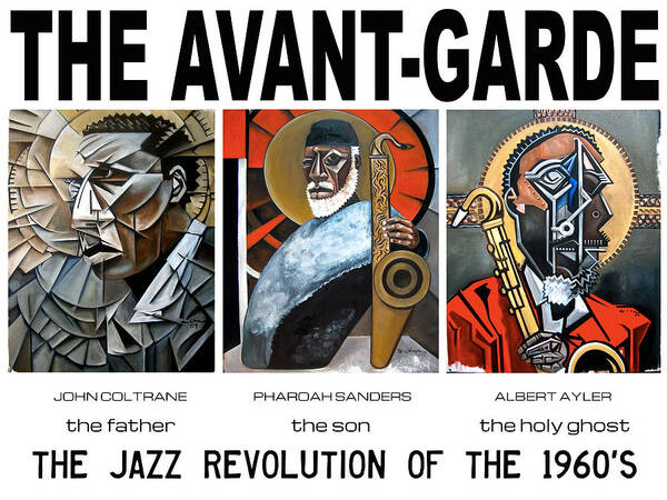 John Coltrane Poster featuring the mixed media The Avant-Garde / Trinity by Martel Chapman