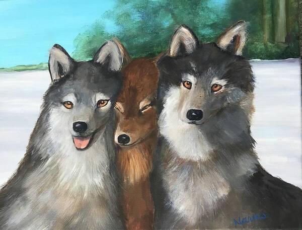 Wolf Poster featuring the painting The Family by Deborah Naves