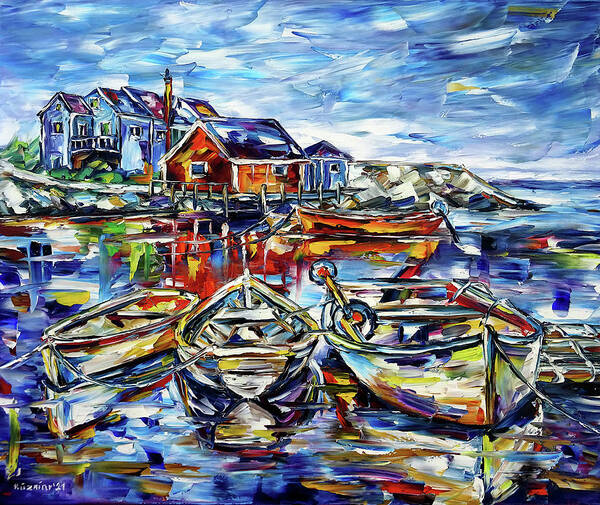 Nova Scotia Poster featuring the painting The Fishing Boats Of Peggy's Cove by Mirek Kuzniar