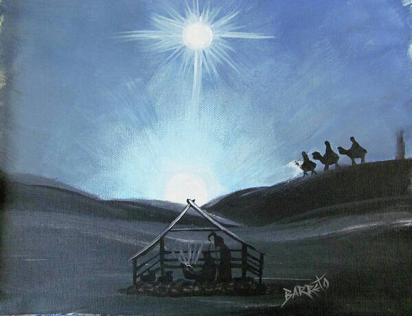 Christmas Poster featuring the painting The Guiding Light by Gloria E Barreto-Rodriguez