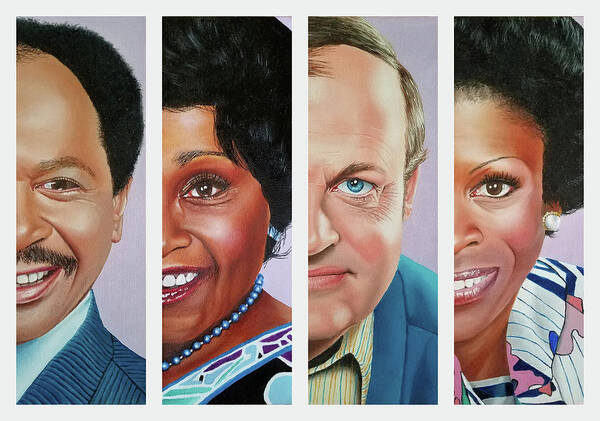 Tv Sitcom Poster featuring the painting The Jeffersons by Vic Ritchey