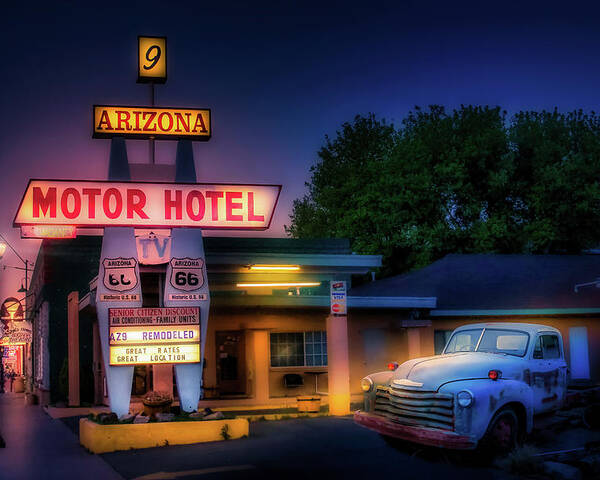 Route 66 Poster featuring the photograph The Motor Hotel, Williams AZ by Micah Offman
