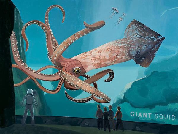 Astronaut Poster featuring the painting The Squid by Scott Listfield